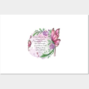 Isaiah 41:10 (Flowers and Butterflies) Posters and Art